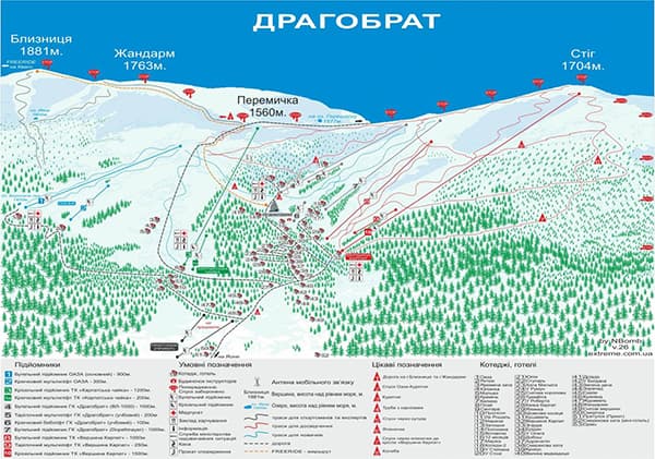 Як доїхати на Драгобрат? 4 Драгобрат Карта. Схема розташування підйомників,готелів на курорті